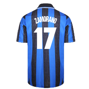 1998 Inter Milan Score Draw Home Shirt (M) (Excellent) (Zamorano 17)_1