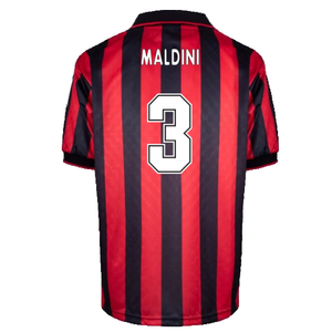 AC Milan 1996-97 Retro Home Shirt (M) (MALDINI 3) (Excellent)_1