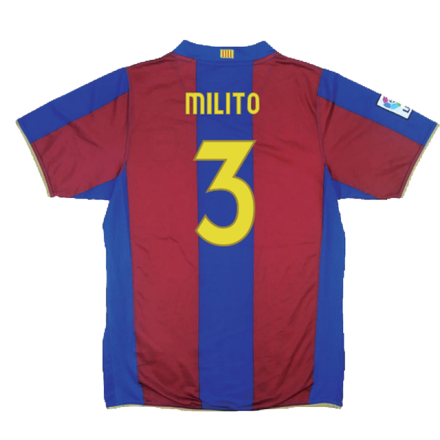 Barcelona 2007-08 Home Shirt (L) (Excellent) (Milito 3)_1