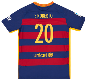 Barcelona 2015-16 Home Shirt (2XL) (Mint) (S.Roberto 20)_1