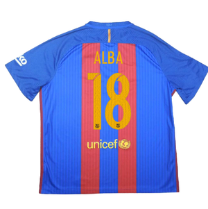 Barcelona 2016-17 Home Shirt (S) (Alba 18) (Good)_1