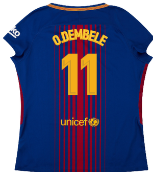 Barcelona 2017-18 Home Shirt (Womens) (XL) (Mint) (O.Dembele 11)_1