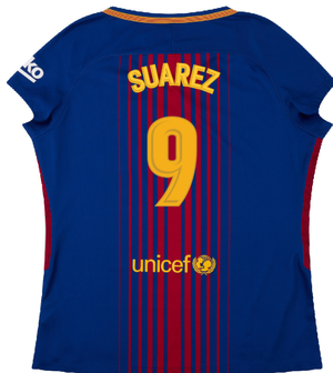 Barcelona 2017-18 Home Shirt (Womens) (M) (Mint) (Suarez 9)_1