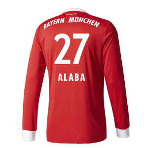 Bayern Munich 2017-18 Home Long Sleeve Shirt (XL) (Excellent) (Alaba 27)_1