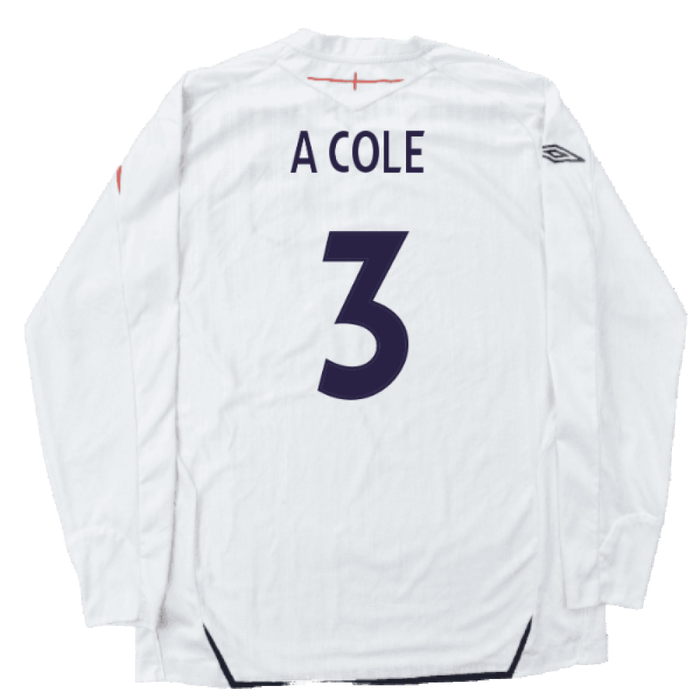 England 2007-09 Home Long Sleeved Shirt (L) (Mint) (A COLE 3)