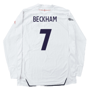England 2007-09 Long Sleeve Home Shirt (XXL) (Very Good) (BECKHAM 7)_1