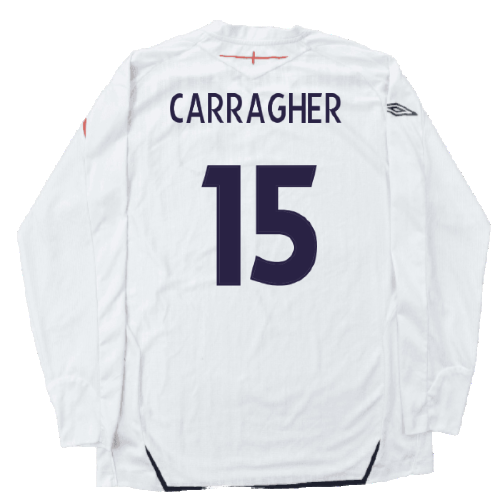 England 2007-09 Home Long Sleeved Shirt (L) (Mint) (CARRAGHER 15)_1