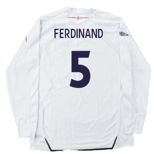 England 2007-09 Long Sleeve Home Shirt (XXL) (Very Good) (FERDINAND 5)_1
