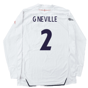 England 2007-09 Long Sleeve Home Shirt (XXL) (Very Good) (G NEVILLE 2)_1
