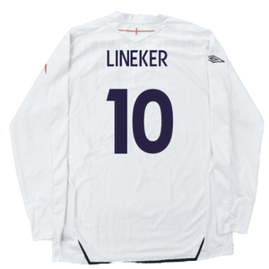 England 2007-09 Long Sleeve Home Shirt (XXL) (Very Good) (LINEKER 10)_1