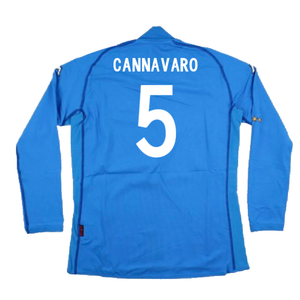 Italy 2002-2003 Home Long Sleeve Shirt (M) (Good) (Cannavaro 5)_1