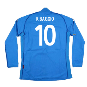 Italy 2002-2003 Home Long Sleeve Shirt (M) (Good) (R BAGGIO 10)_1