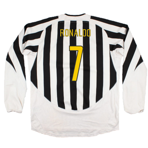 Juventus 2003-04 Long Sleeve Home Shirt (Sponsorless) (L) (Excellent) (Ronaldo  7)_1