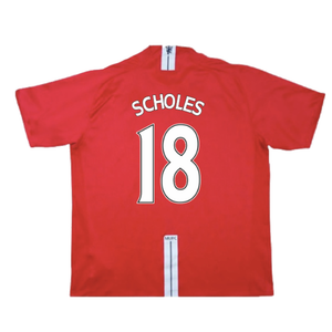 Manchester United 2007-09 Home Shirt (XL) (Excellent) (Scholes 18)_1