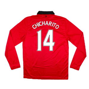 Manchester United 2013-14 Home Long Sleeve Shirt (L) (Mint) (Chicharito 14)_1