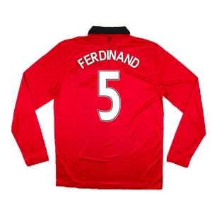 Manchester United 2013-14 Home Long Sleeve Shirt (XL) (Mint) (Ferdinand 5)_1