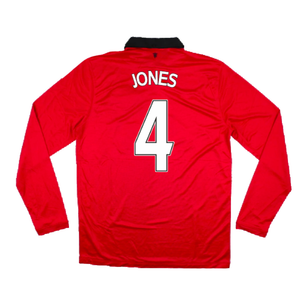 Manchester United 2013-14 Home Long Sleeve Shirt (L) (Mint) (Jones 4)_1