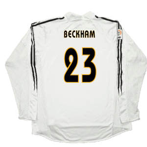 Real Madrid 2003-04 Home Long Sleeve Shirt (M) (Mint) (Beckham 23)_1