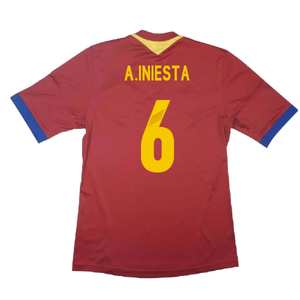 Spain 2013-14 Home Shirt (S) (Excellent) (A.Iniesta 6)_1