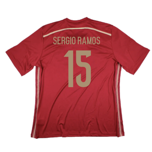 Spain 2014-2015 Home Shirt (World Cup Badge) (XL) (Excellent) (Sergio Ramos 15)_1