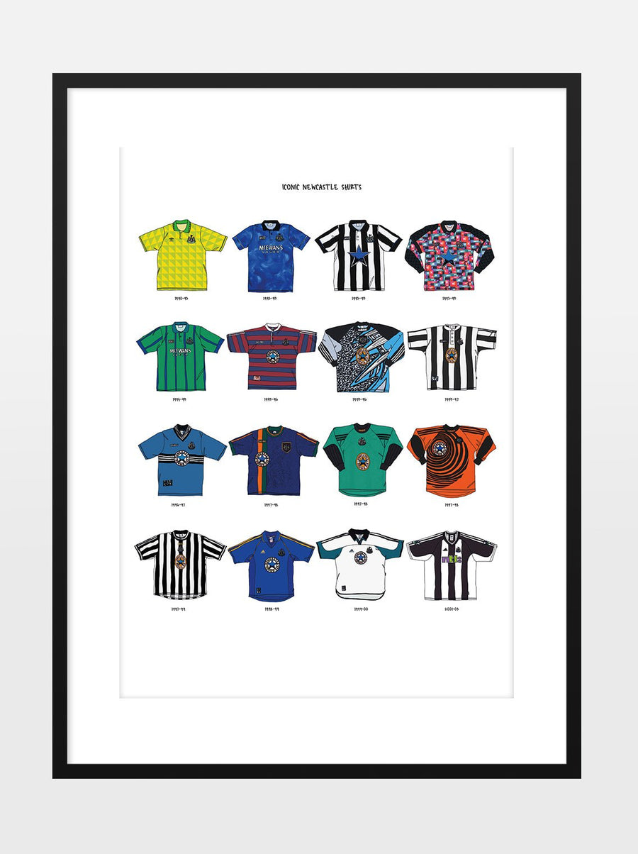 Lámina A3 de camisetas icónicas del Newcastle United