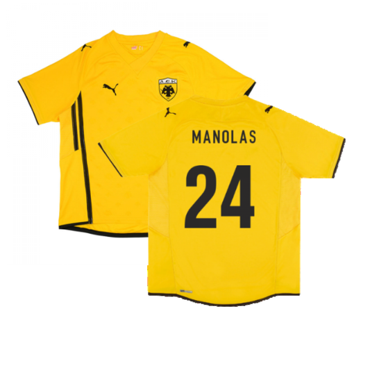 AEK Athens 2009-10 Home Shirt ((Excellent) XL) (Manolas 24)_0