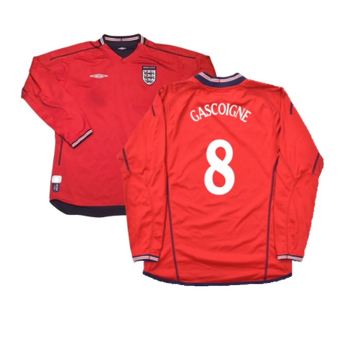 England 2002-04 Long Sleeve Away Shirt (M) (Excellent) (Gascoigne 8)