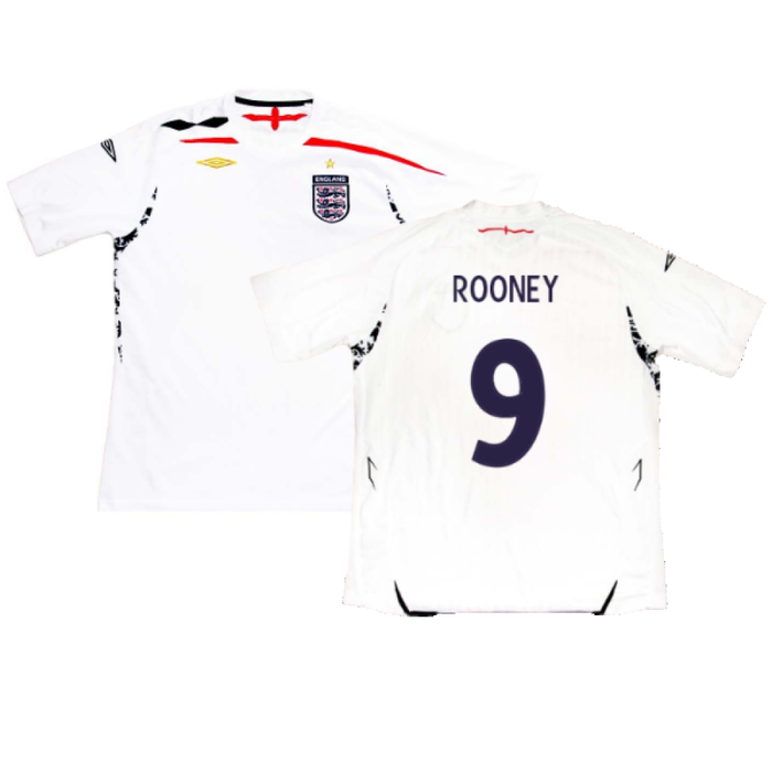 England 2007-09 Home Shirt (2XL) (Excellent) (ROONEY 9)