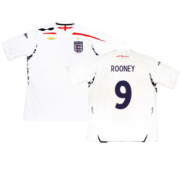 England 2007-09 Home Shirt (XL) (Excellent) (ROONEY 9)