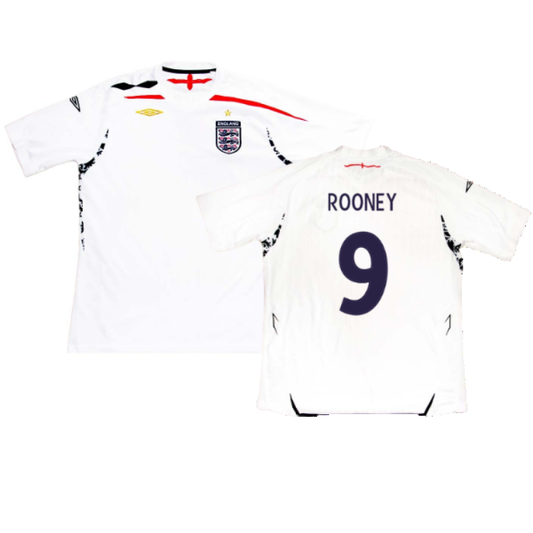England 2007-09 Home Shirt (XL) (Excellent) (ROONEY 9)_0