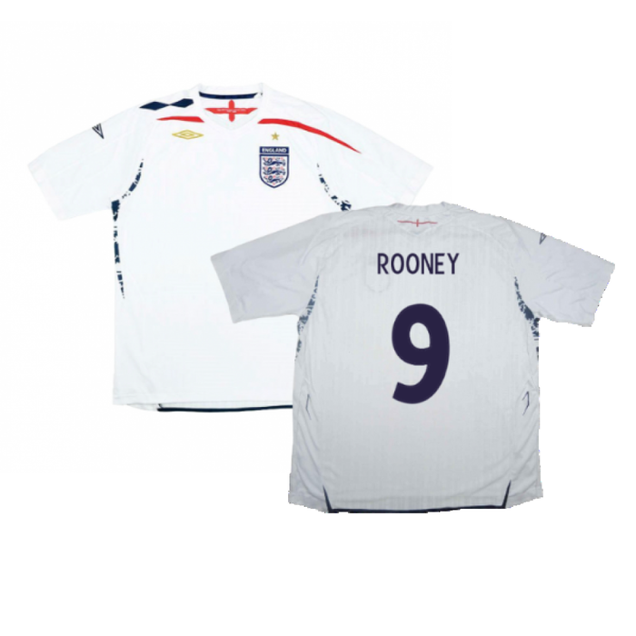 England 2007-09 Home Shirt (XL) (Very Good) (ROONEY 9)