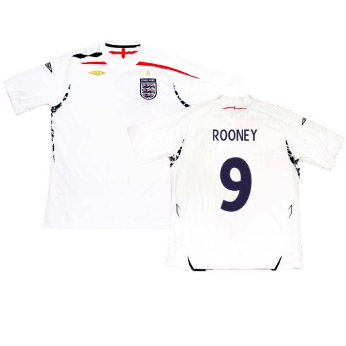 England 2007-09 Home Shirt (XXL) (Excellent) (ROONEY 9)