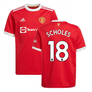 Man Utd 2021-2022 Home Shirt (Kids) (SCHOLES 18)_0