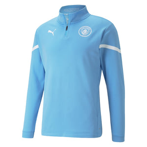 2021-2022 Man City Pre Match Half Zip Top (Light Blue)_0