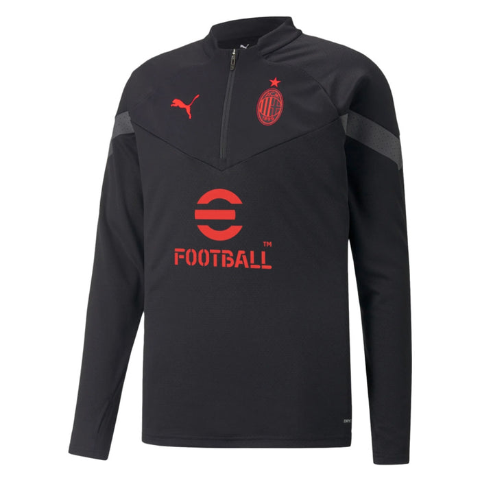 2022-2023 AC Milan Half Zip Training Top (Black) - Kids