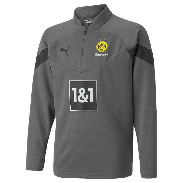 2022-2023 Borussia Dortmund Half Zip Top (Smoked Pearl) - Kids