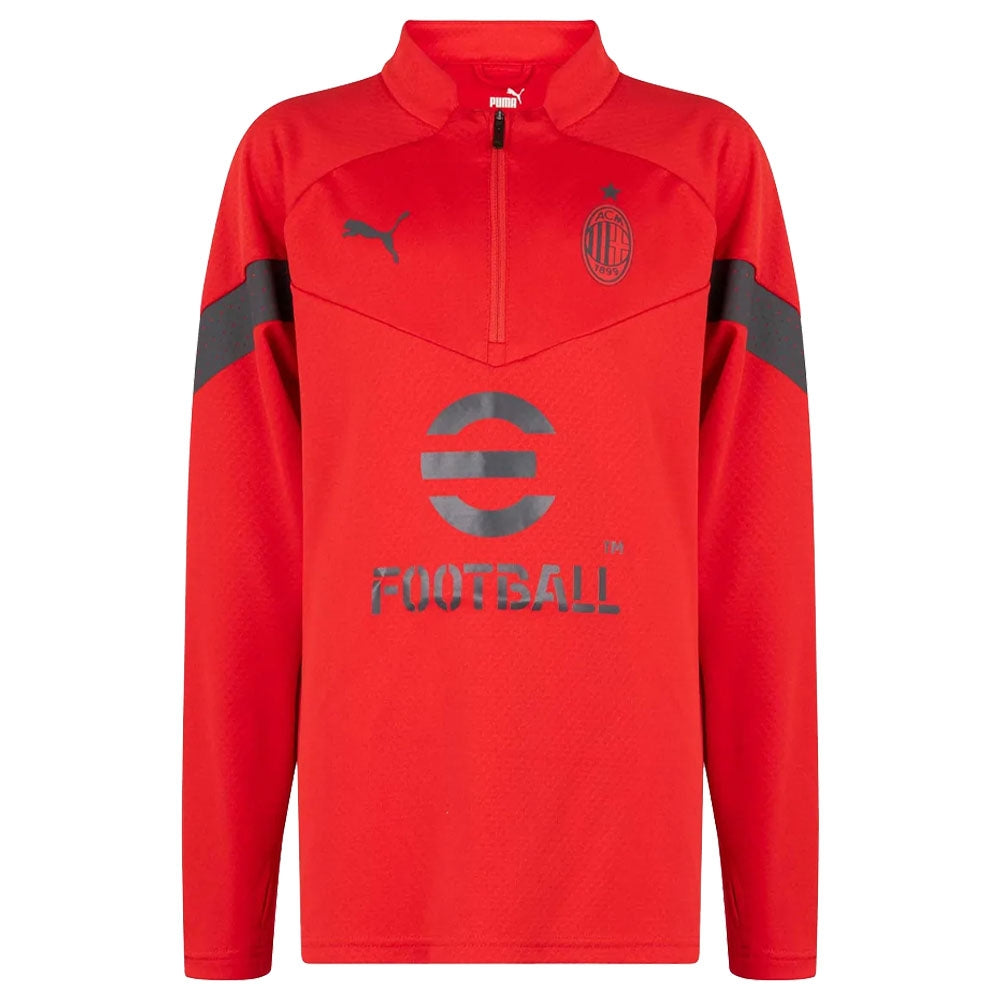 2022-2023 AC Milan Half Zip Training Top (Red) - Kids_0