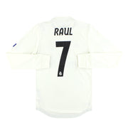 Camiseta local auténtica adidas Real Madrid CL 2018-19 Raúl #7, manga larga, *Impecable*, talla XS