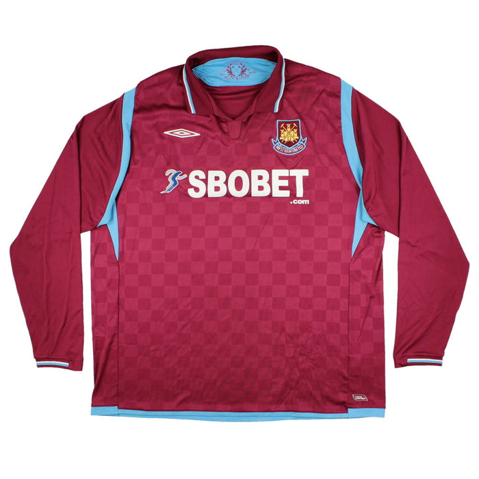 West Ham 2009-10 Home Long Sleeve Shirt (XXL) (Excellent)