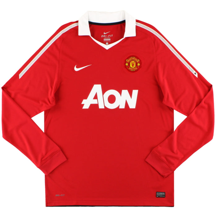 Manchester United 2010-11 Home Long Sleeve Shirt (M) (Excellent)