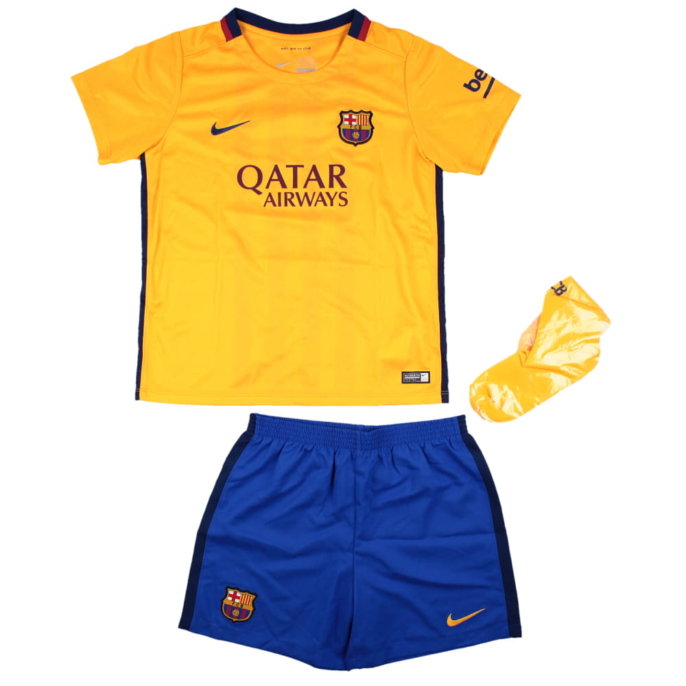 Barcelona 2015-16 Away Mini KIt (7-8y) Messi #10 (BNWT)_1