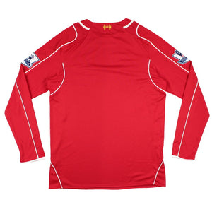 Liverpool 2014-15 Long Sleeve Home Shirt (S) (Excellent)_1