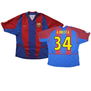 Barcelona 2002-03 Home Shirt (L) (Good) (A.Iniesta 34)_0