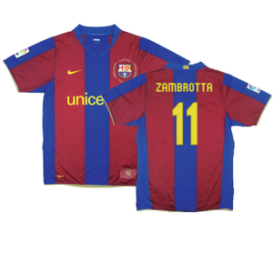 Barcelona 2007-08 Home Shirt (L) (Excellent) (Zambrotta 11)_0