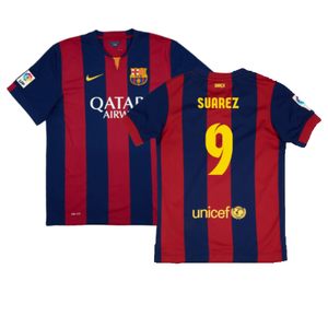 Barcelona 2014-15 home shirt (L) (Mint) (Suarez 9)_0