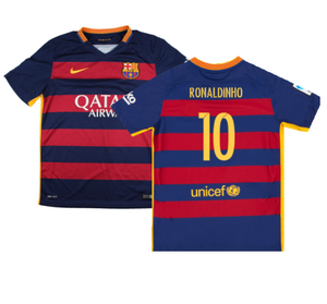 Barcelona 2015-16 Home Shirt (2XL) (Mint) (Ronaldinho 10)_0