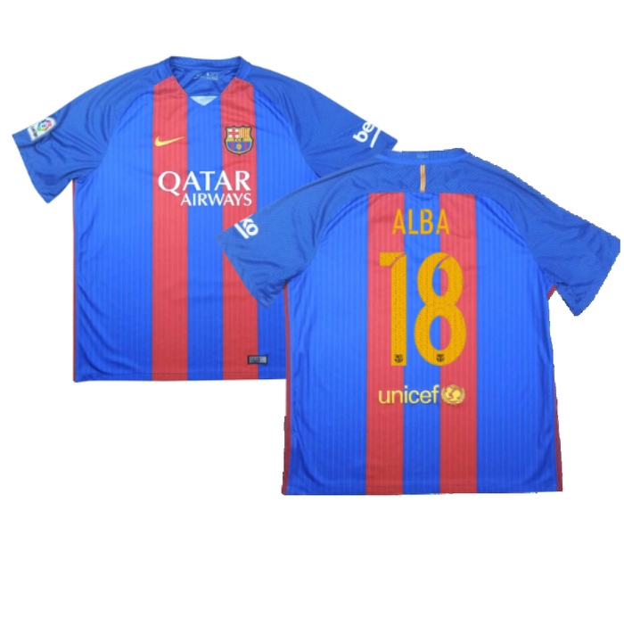 Barcelona 2016-17 Home Shirt (S) (Alba 18) (Good)