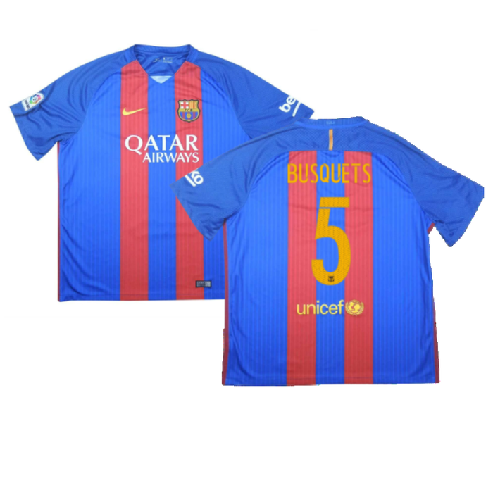 Barcelona 2016-17 Home Shirt (S) (Busquets 5) (Good)