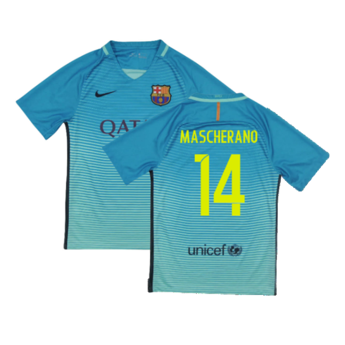 Barcelona 2016-17 Third Shirt (XLB) Messi #10 (Mint) (Mascherano 14)