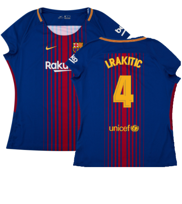 Barcelona 2017-18 Home Shirt (Womens) (M) (Mint) (I.Rakitic 4)